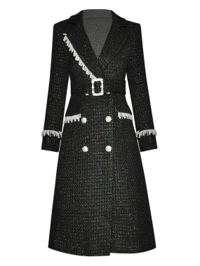 Alicia Winter Wool Blend Luxurious Crystal Double Breasted Coat