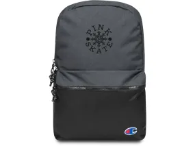 Black Logo Embroidered Backpack