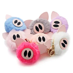 Bunny Rabbit Fur Ball Piggy Pompom Animal Trinkets Keychains