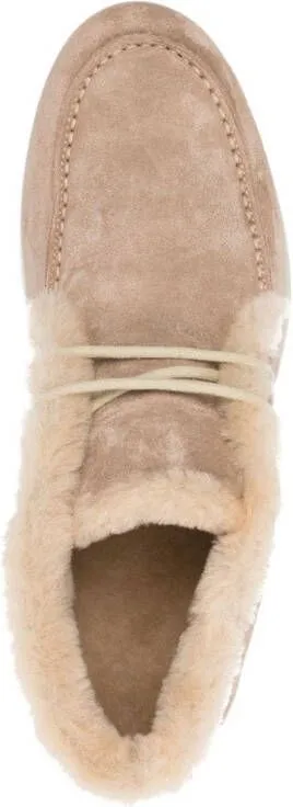 Casadei Antilope rhinestone-embellished shearling boots Neutrals