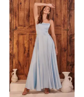 Cinderella Divine Light Blue Satin A Line Bridesmaid Dress