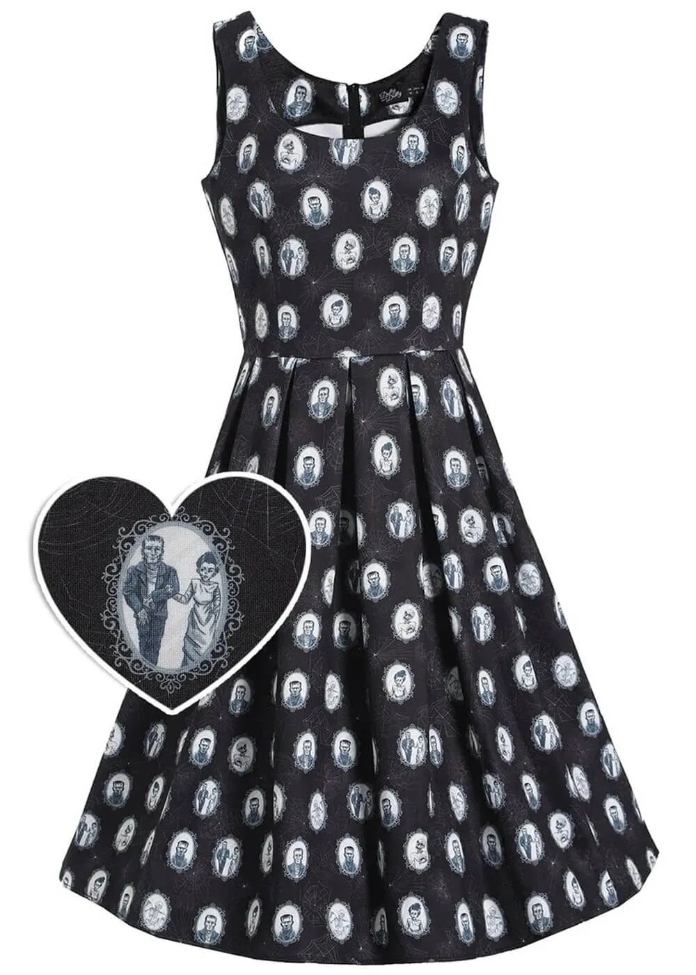 Dolly & Dotty Amanda Frankenstein Monster 50's Swing Dress Black