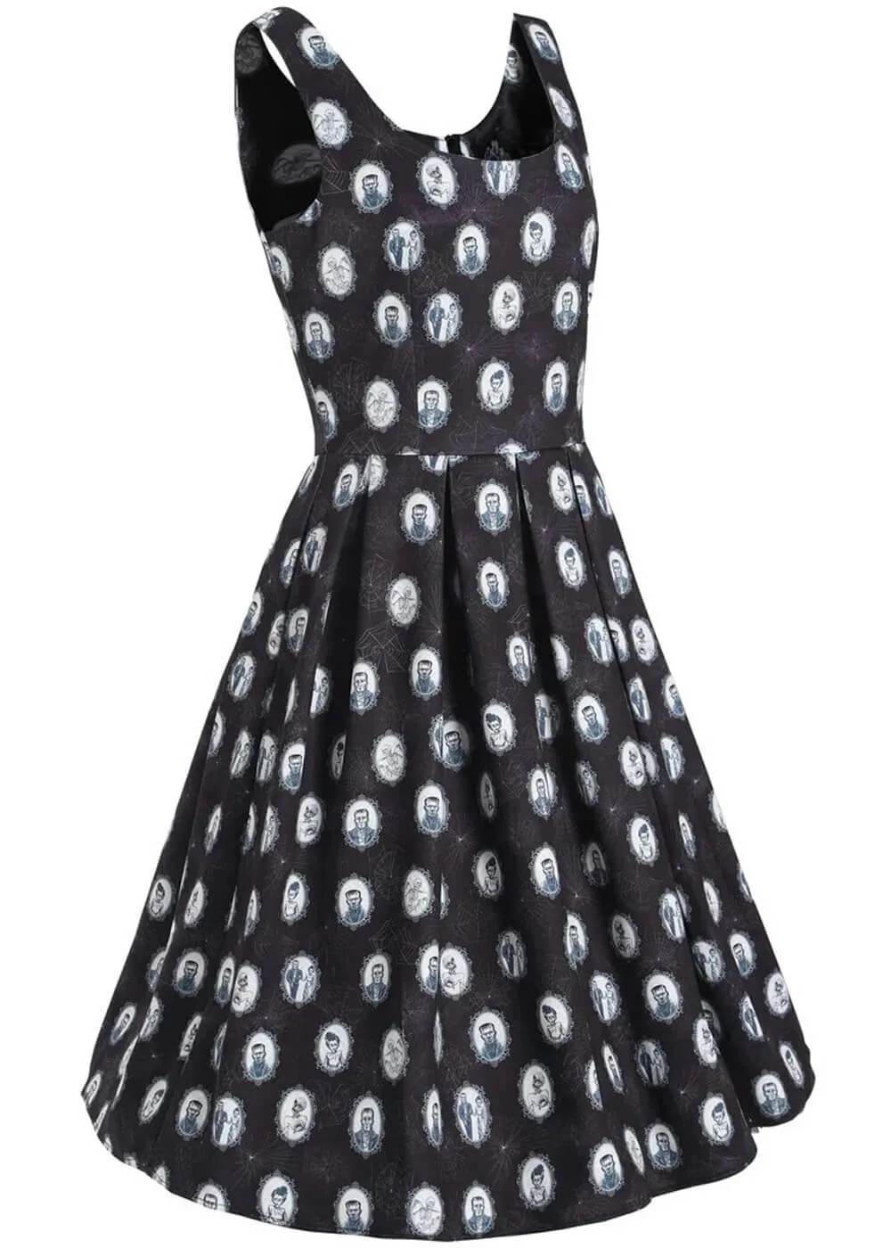 Dolly & Dotty Amanda Frankenstein Monster 50's Swing Dress Black