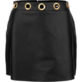 Etro High-Waist Eyelet Detailed Leather Skirt