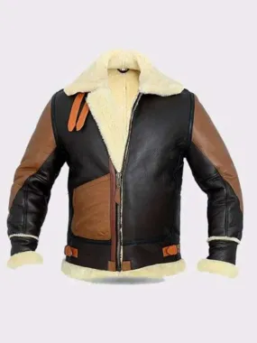 Men Aviator Shearling Sheepskin Leather Jacket - New American Jackets