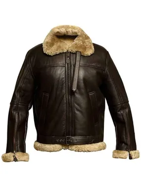 Mens RAF Bomber Ginger Aviator Shearling Jacket