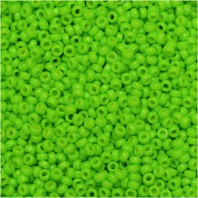 Miyuki Round Seed Beads, 15/0, #94471 Duracoat Opaque Dyed Neon Green (8.2 Gram Tube)