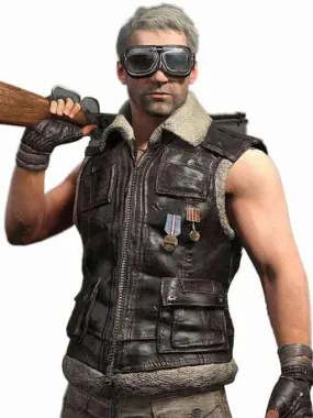 PlayerUnknown’s Battlegrounds Brown Shearling Vest - New American Jackets