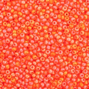 Preciosa Czech Glass, 11/0 Round Seed Bead, Opaque Orange Rainbow Luster (1 Tube)