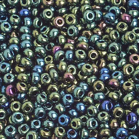 Preciosa Czech Glass, 8/0 Seed Bead, Opaque Green Iris (1 Tube)