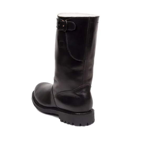 Shearling Lined Border Patrol Motorcycle Boots: Black