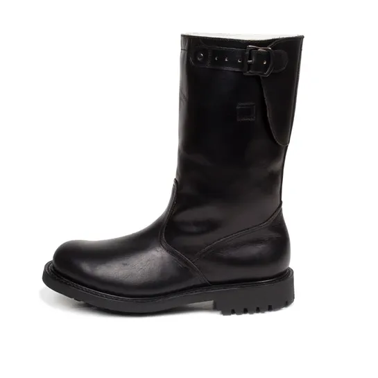 Shearling Lined Border Patrol Motorcycle Boots: Black