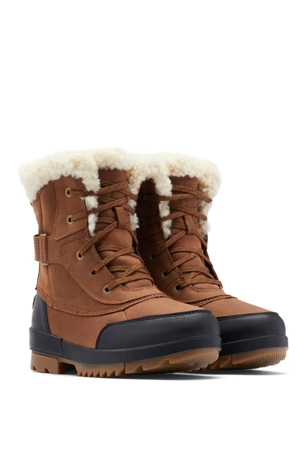 Sorel Tan Leather Shearling Collar Hiker Boots