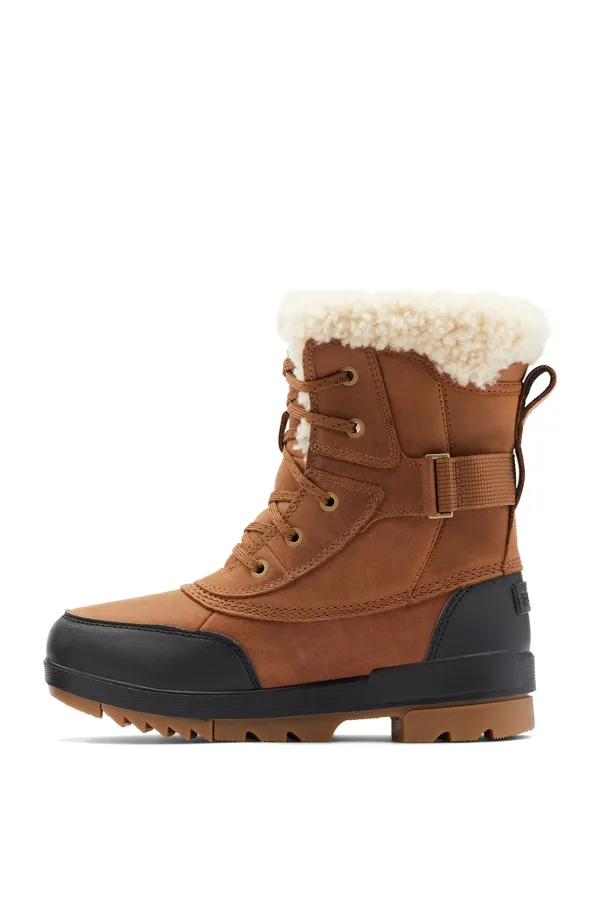 Sorel Tan Leather Shearling Collar Hiker Boots