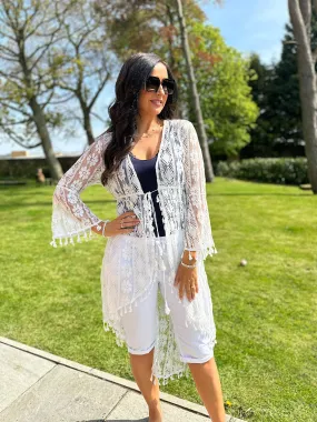 White Lace Tassel Cover Up Gemma